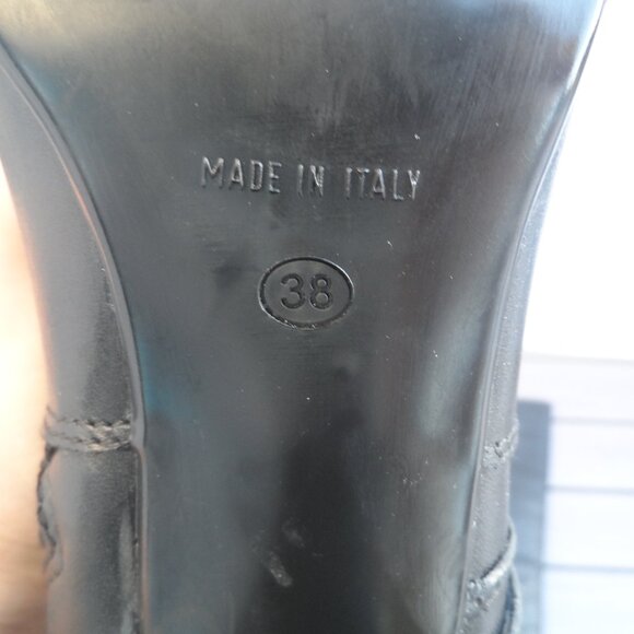 Black high heel genuine leather Italian boots - size 8 NEW - Picture 8 of 12